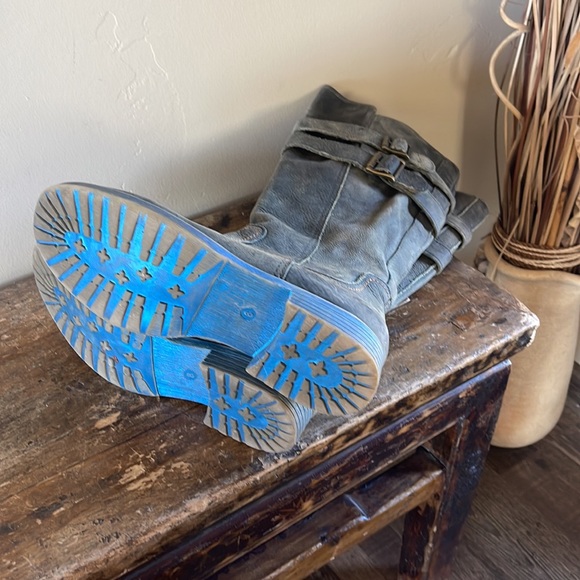 Bed Stu Gray Blue Leather Zipper Boots - Picture 4 of 9